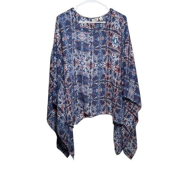Cato Blouse Women's Large Poncho Slouchy Career Flowy Printed Lightweight Top - Picture 1 of 8